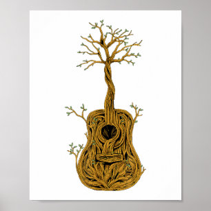 Poster Árvore de Camisa de Violão Acústica do Jogador de 