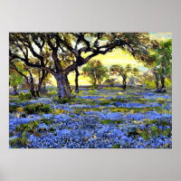 Árvore de Carvalho Vivo e Bluebonnets - Arte de On