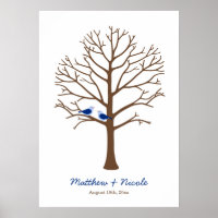 Árvore de Casamento com Pegada Digital de Pássaros