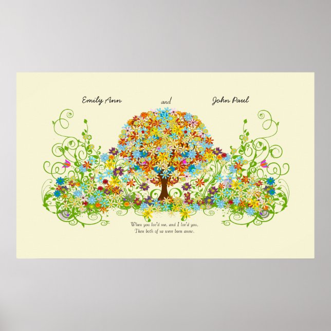 Póster Árvore de Casamento de Floresta Encantada (Frente)