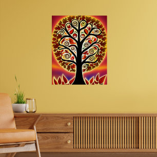 Poster Árvore de Colheita de abstrato Autumn