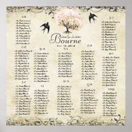 Póster Árvore de Coração Rosa- 100 a 150 convidados - alf