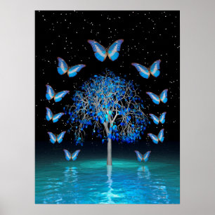 Poster Árvore de cristal borboleta