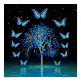 Póster Árvore de cristal borboleta