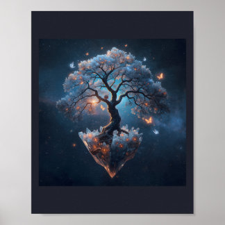 Poster Árvore de Cristal Celestial – Arte da Natureza Fan