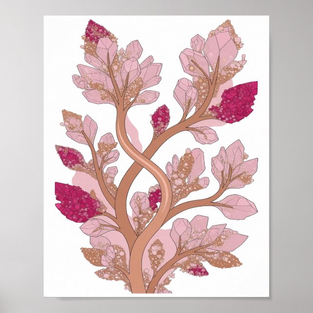 Poster Árvore de Cristal Prateada com Design Impactante (Frente)