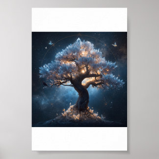 Poster Árvore de Cristal sob um Céu Celestial
