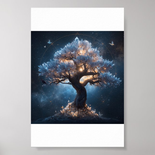 Poster Árvore de Cristal sob um Céu Celestial (Frente)
