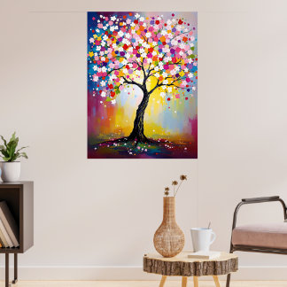 Poster Árvore de Flor Colorida