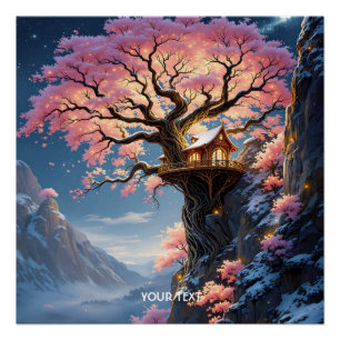 Póster Árvore de Flor de Cereja Fantasy