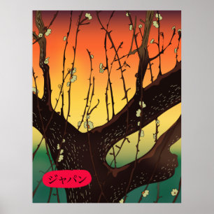 Poster Árvore de flor de cerejeira do Japão