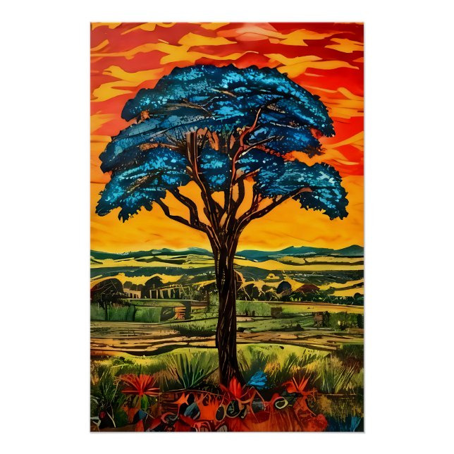 Póster Árvore de Fogo Azul (Frente)