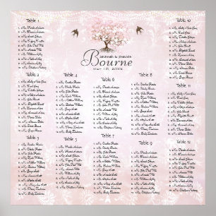 Poster Árvore de Folha de Coração Rosa Florestal