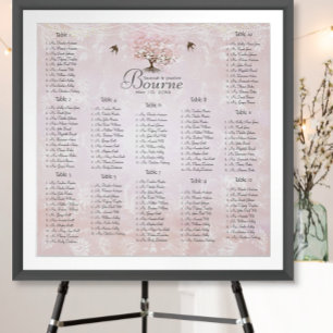 Poster Árvore de Folha de Coração Rosa Florestal