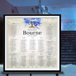 Póster Árvore de Folha Romântica Real Azul