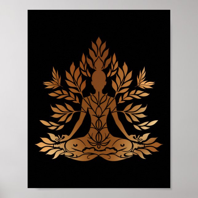 Poster Árvore de Meditação Espiritualidade Zen Buda Yoga  (Frente)