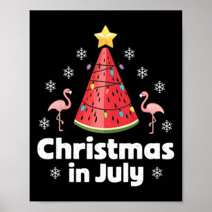 Poster Árvore de Melancia de Natal em Julho Flamingo Engr