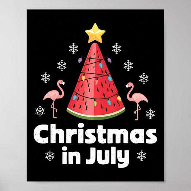 Poster Árvore de Melancia de Natal em Julho Flamingo Engr (Frente)