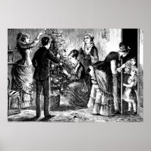 Árvore de natais vintages e esboço da família