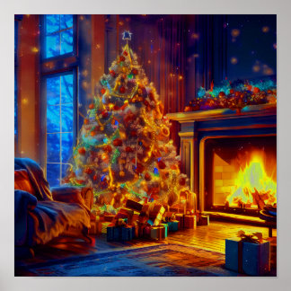 Poster Árvore De natais vintages Na Casa De Aquecimento