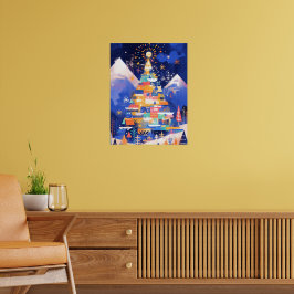 Poster Árvore de Natal Abstrata Colorida