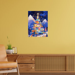 Poster Árvore de Natal Abstrata Colorida