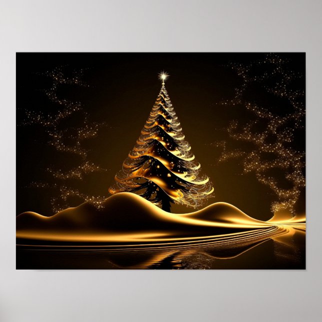 Poster Árvore de Natal abstrato ouro (Frente)