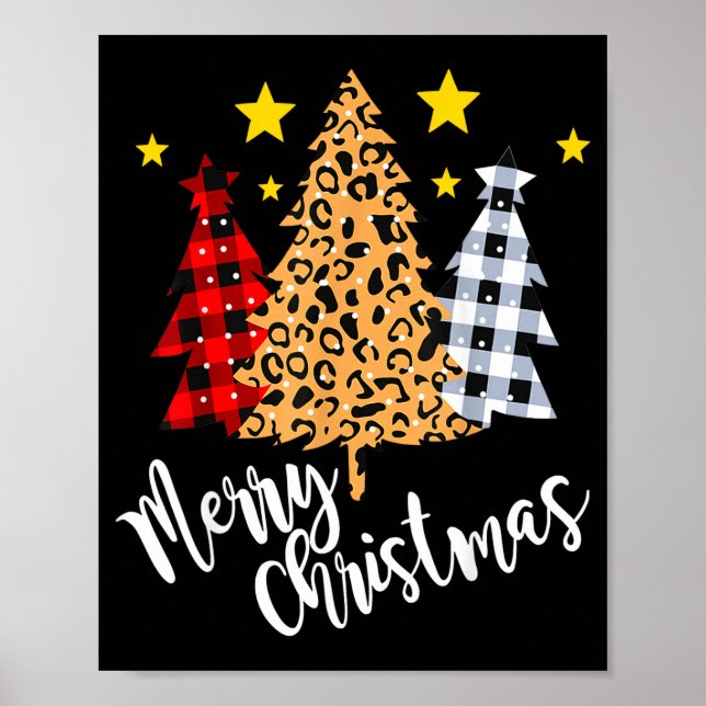 Poster Árvore de Natal Alegre Xadrez de Búfalo Vermelho V (Frente)