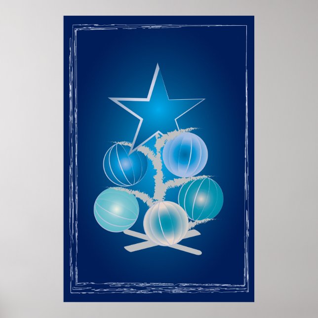 Poster Árvore de Natal azul (Frente)