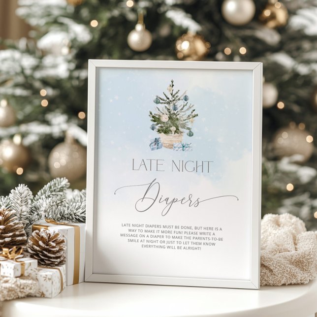 Poster Árvore de Natal azul de inverno fraldas noturnas t (Criador carregado)