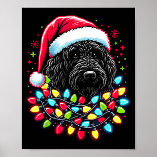 Poster Árvore de Natal Black Labradoodle Luzes de Natal D