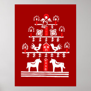 Poster Árvore de Natal branca branca, branca e festiva, b