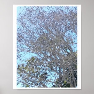 Poster Árvore de Natal Branca de Inverno com Folhas S