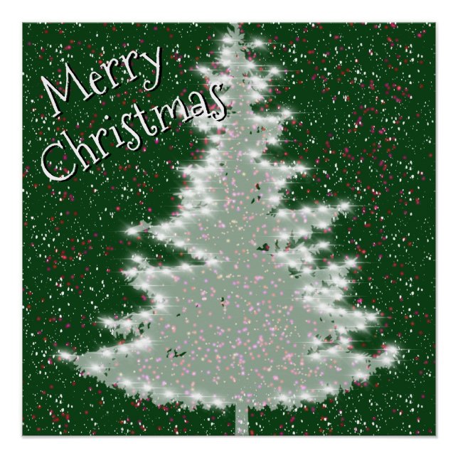 Póster Árvore de Natal Brilhante e Encantada (Frente)