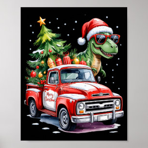 Poster Árvore de Natal Carro Caminhão Dinossauro Trex Nat