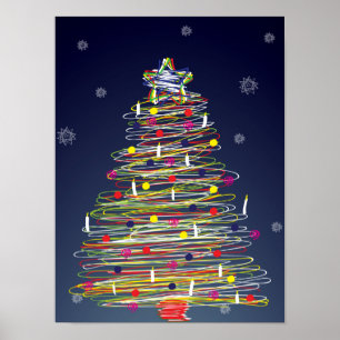 Poster Árvore de Natal colorida festiva (a personalize!)