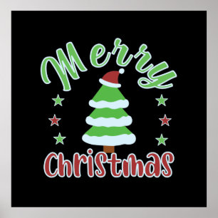 Poster Árvore de Natal com chapéu de Papai Noel