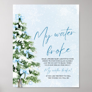 Poster Árvore de Natal com Laço Azul Meu Líquido Rompeu C