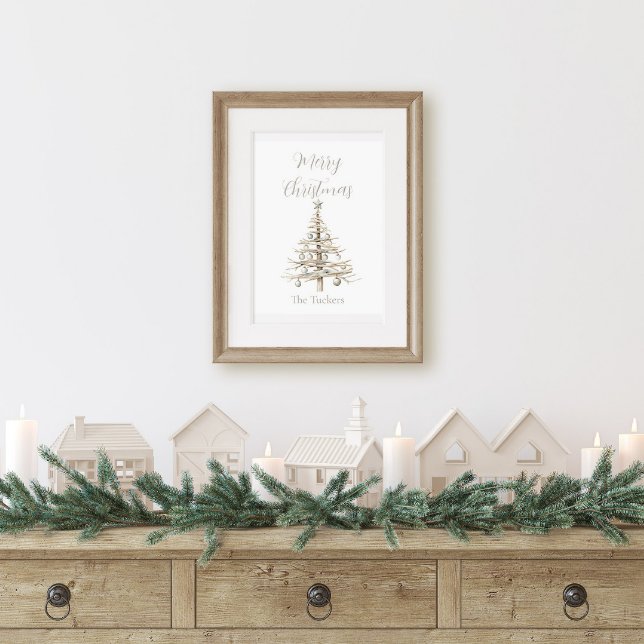 Poster Árvore de Natal Costeira de Madeira Flutuante Rúst (Driftwood Christmas Tree Poster)