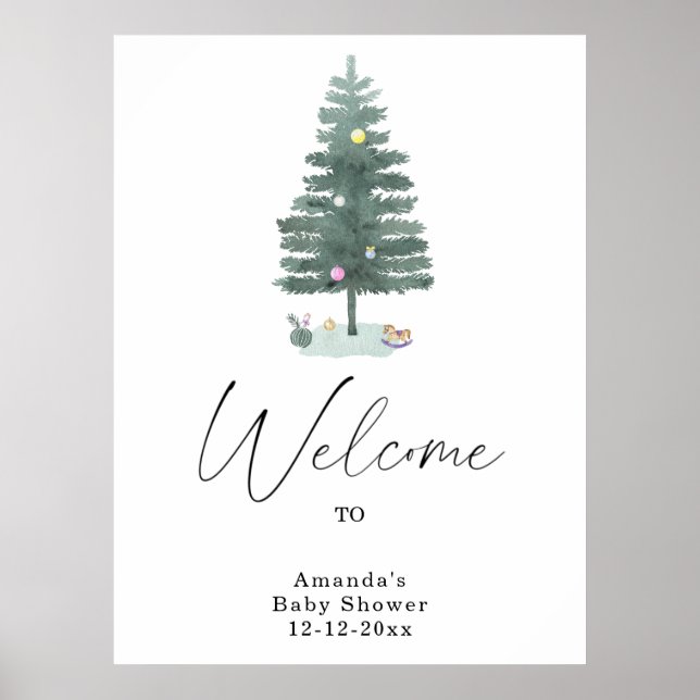 Poster Árvore de natal de aquarela moderna (Frente)