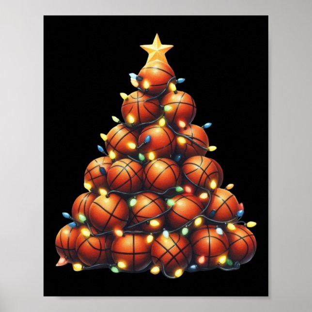 Poster Árvore de Natal de basquetebol (Frente)