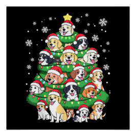 Póster Árvore de Natal de Cachorro - Fofos Cachorrinhos d