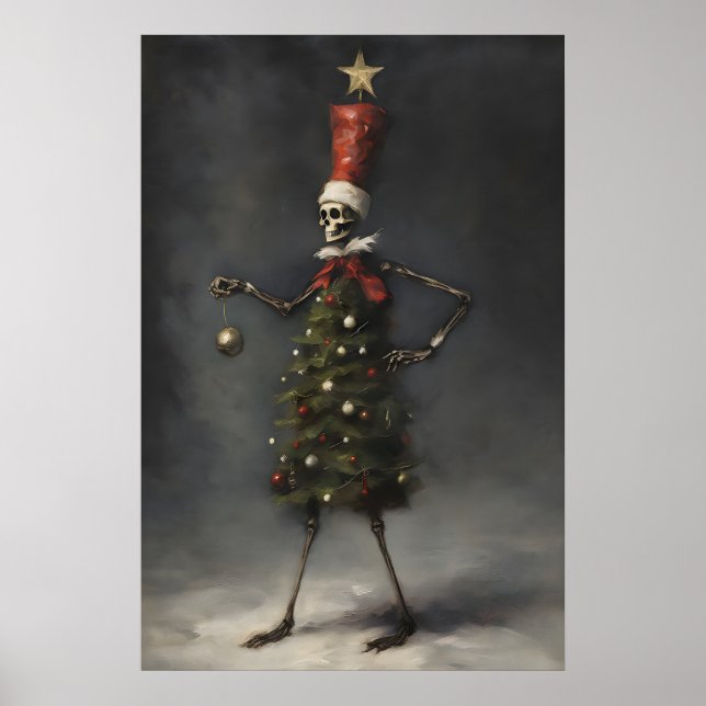 Poster Árvore de Natal de Esqueleto Arte Impressa, Invern (Frente)