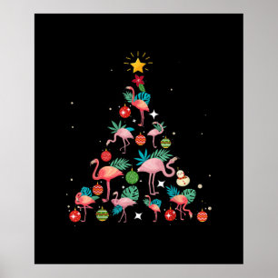 Poster Árvore de Natal de Flamingo Engraçado