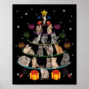 Poster Árvore de Natal de Gatos Brincadinhos - Árvore de