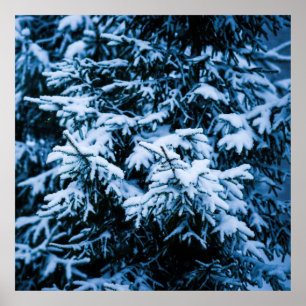 Poster Árvore de Natal de inverno em queda de neve