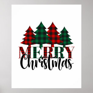 Poster Árvore de Natal de Padrão de Xadrez de Buffalo Ver