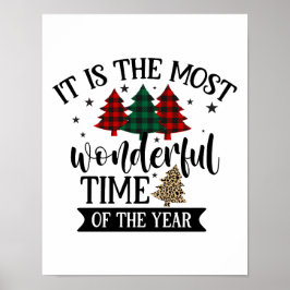 Poster Árvore de Natal de Padrão-Leopardo da Xadrez de Bu