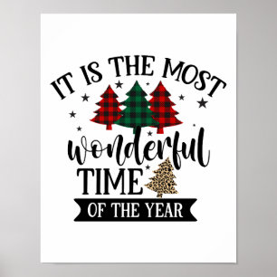 Poster Árvore de Natal de Padrão-Leopardo da Xadrez de Bu