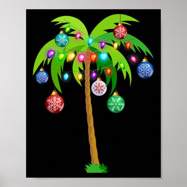 Poster Árvore de Natal de Palmeira do Havaí Tropical Coco (Frente)